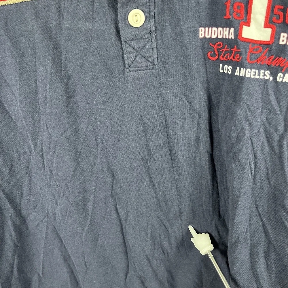 True Religion Men's Blue Vtg Rugby USA Polo Shirt XL -Flaws